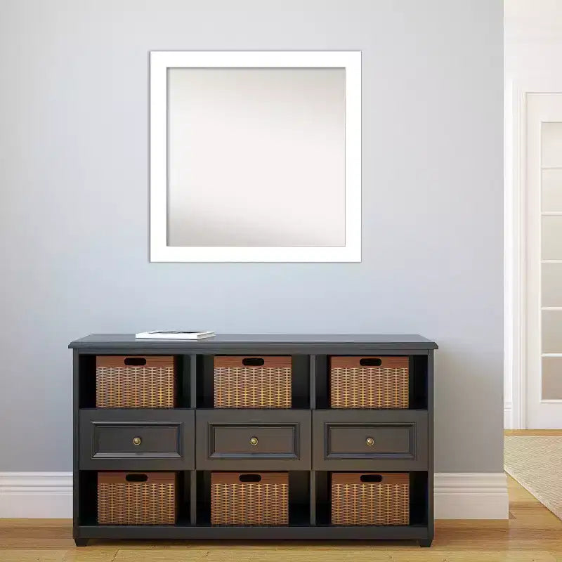 Miroir mural blanc en coin non biseauté de 30 po x 30 po -
