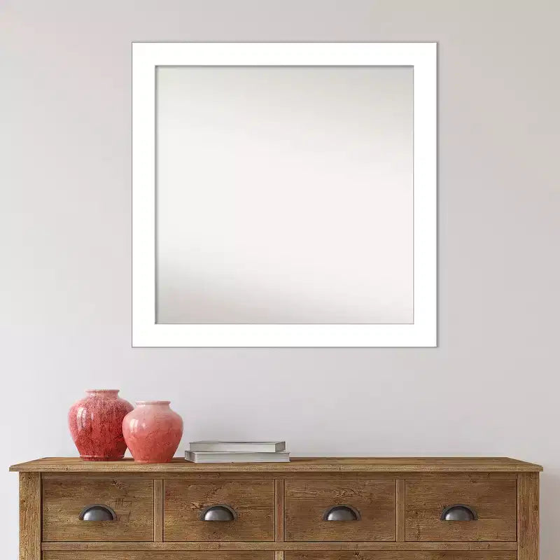 Miroir mural blanc en coin non biseauté de 30 po x 30 po -