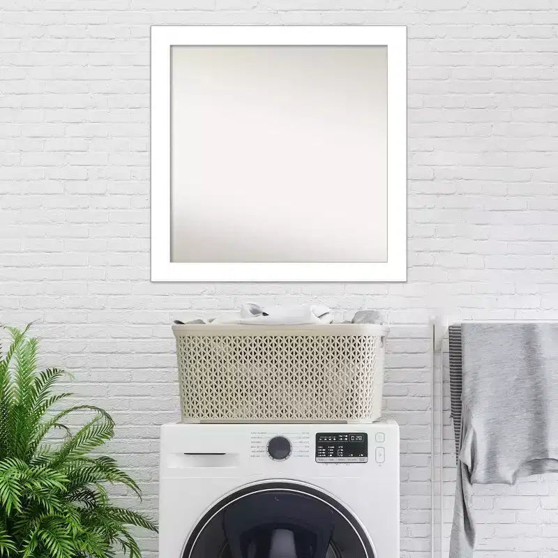 Miroir mural blanc en coin non biseauté de 30 po x 30 po -