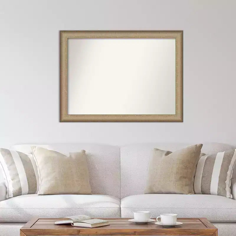 Miroir mural élégant en bronze brossé sans biseau de 43 po x 32 po - : Cadre en polystyrène, quincaillerie de montage incluse