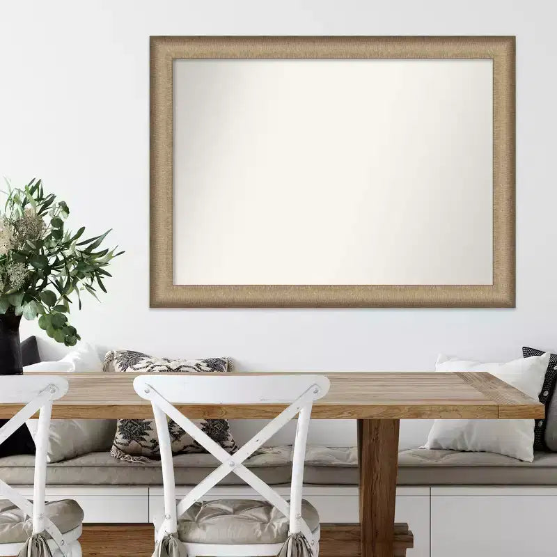 Miroir mural élégant en bronze brossé sans biseau de 43 po x 32 po - : Cadre en polystyrène, quincaillerie de montage incluse