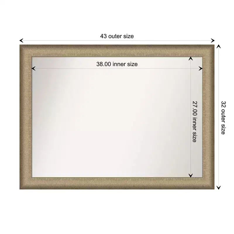 Miroir mural élégant en bronze brossé sans biseau de 43 po x 32 po - : Cadre en polystyrène, quincaillerie de montage incluse