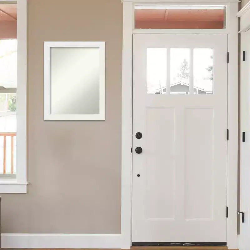Miroir mural étroit de 22 po x 28 po blanc, sans biseau, pour vanité -