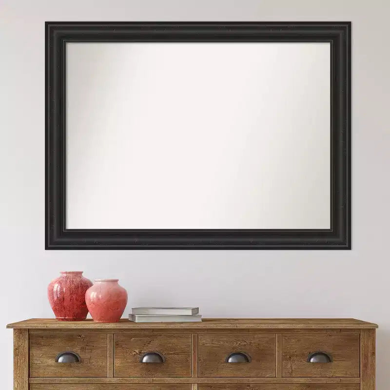 Miroir mural de salle de bain noir Shipwreck non biseauté de 44 po x 33 po - : Rectangle moderne, fixation murale, quincaillerie incluse