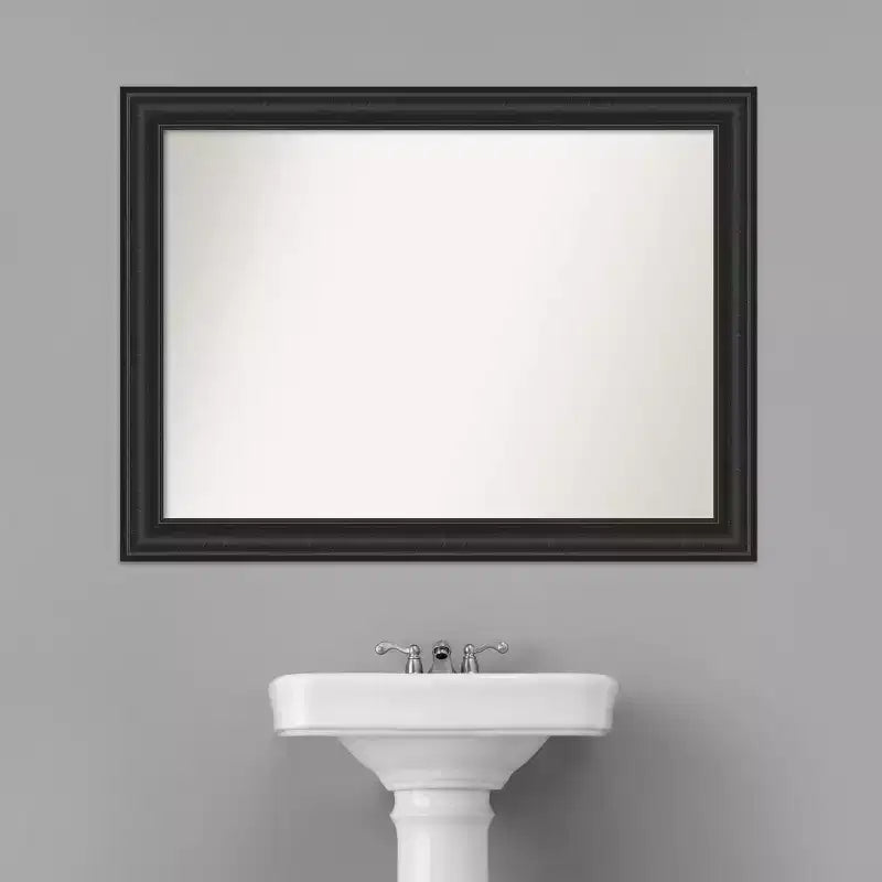 Miroir mural de salle de bain noir Shipwreck non biseauté de 44 po x 33 po - : Rectangle moderne, fixation murale, quincaillerie incluse