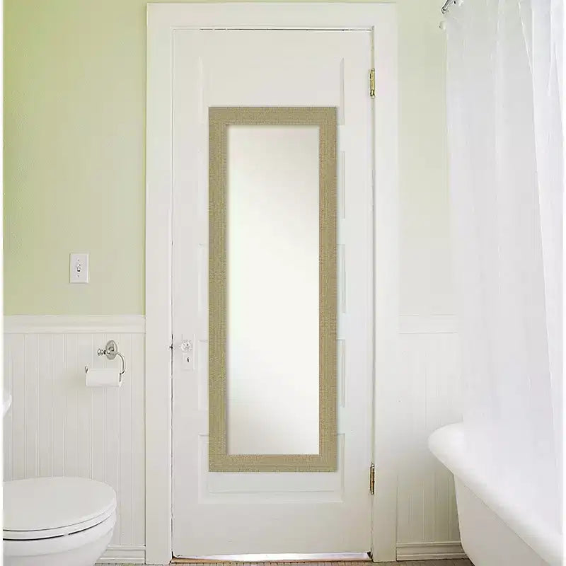 Miroir de porte pleine longueur doré mosaïque non biseauté 18" x 52" - : Suspendable, cadre en polystyrène