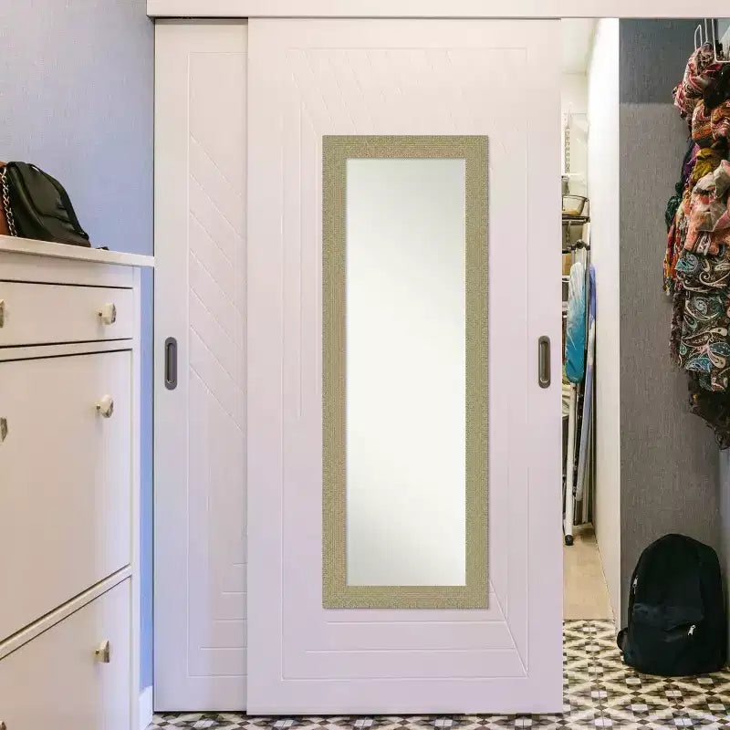 Miroir de porte pleine longueur doré mosaïque non biseauté 18" x 52" - : Suspendable, cadre en polystyrène