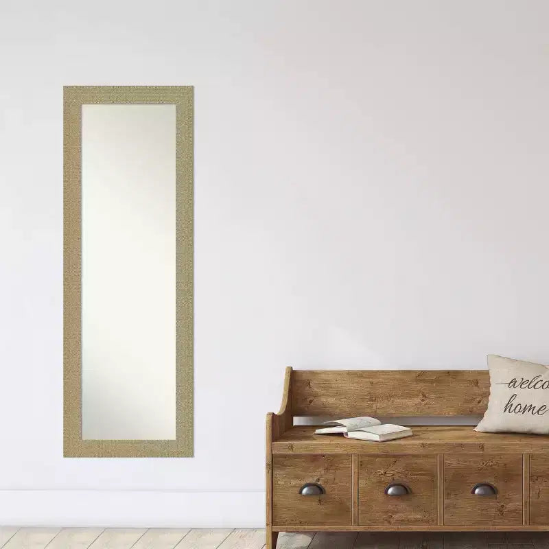 Miroir de porte pleine longueur doré mosaïque non biseauté 18" x 52" - : Suspendable, cadre en polystyrène