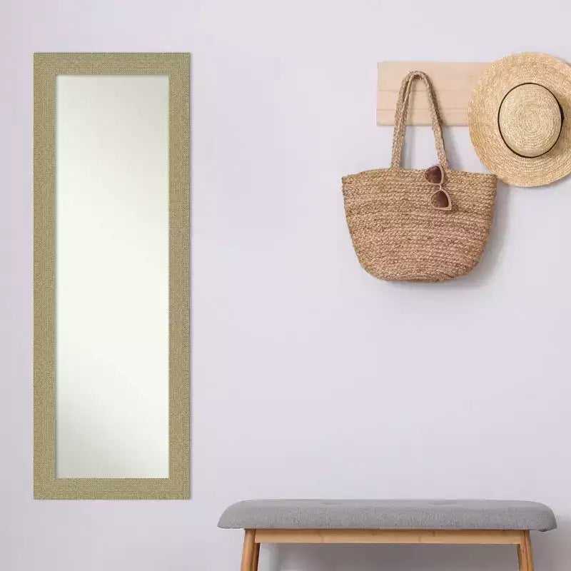 Miroir de porte pleine longueur doré mosaïque non biseauté 18" x 52" - : Suspendable, cadre en polystyrène
