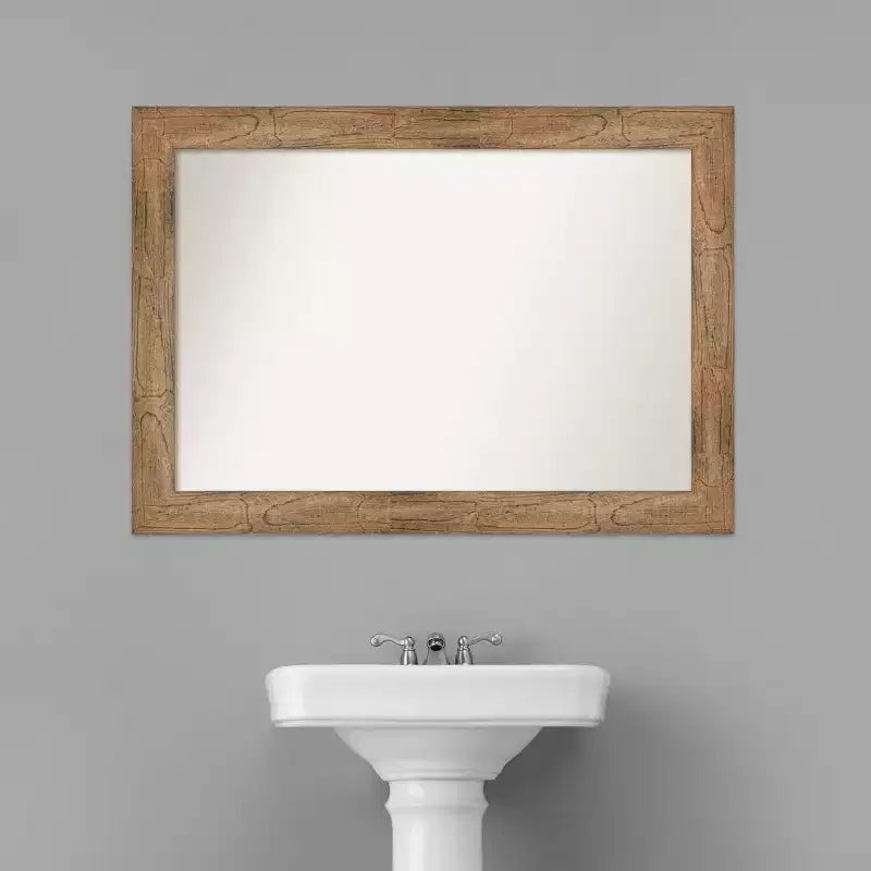 Miroir mural de salle de bain en bois de hibou non biseauté de 42 po x 30 po, marron - : Rectangle moderne, à fixer au mur