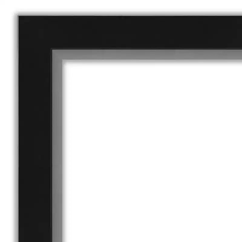 Miroir mural étroit de salle de bain en Eva, non biseauté, 21 po x 27 po, noir - : Rectangulaire moderne, cadre en polystyrène, fixation murale