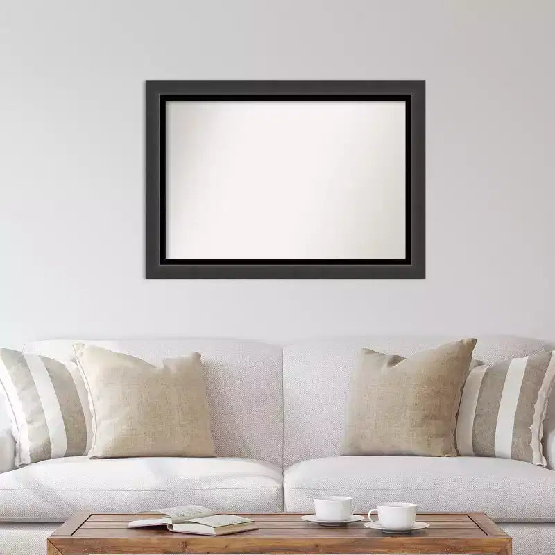 Miroir mural noir Tuxedo de 41" x 29" sans biseau - : Grand, moderne, rectangulaire, cadre en polystyrène