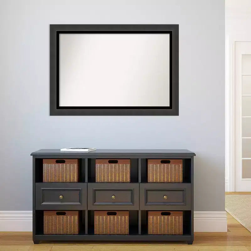 Miroir mural noir Tuxedo de 41" x 29" sans biseau - : Grand, moderne, rectangulaire, cadre en polystyrène