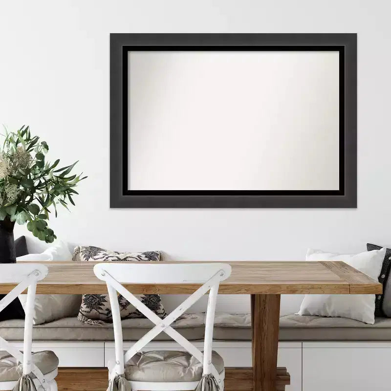 Miroir mural noir Tuxedo de 41" x 29" sans biseau - : Grand, moderne, rectangulaire, cadre en polystyrène