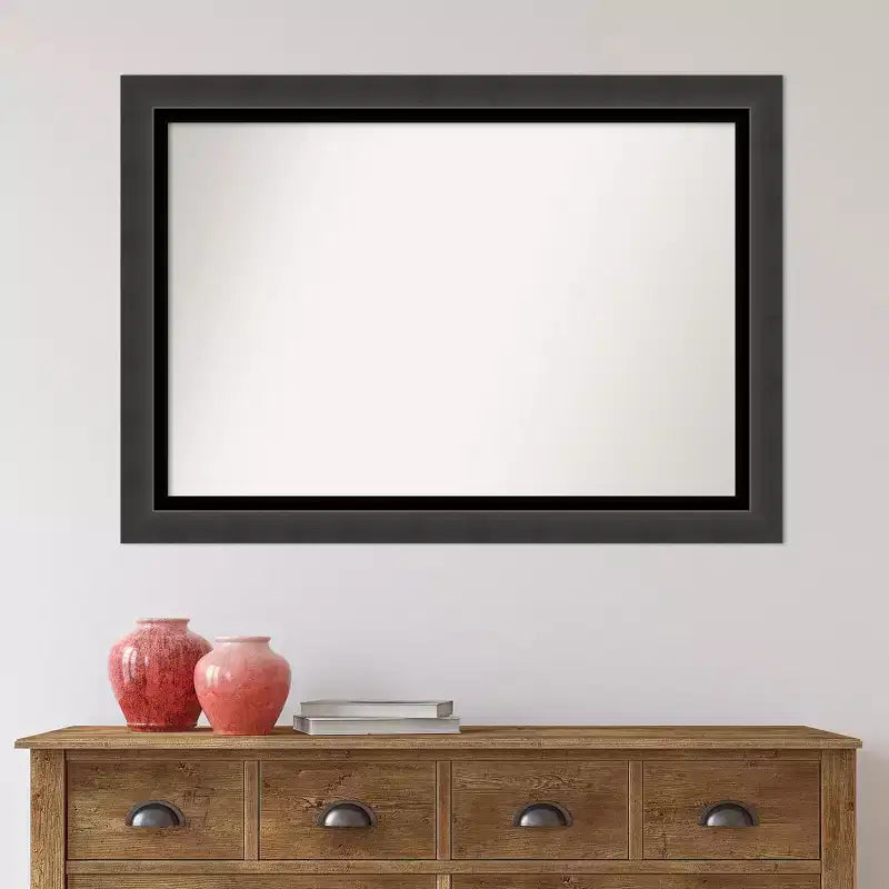 Miroir mural noir Tuxedo de 41" x 29" sans biseau - : Grand, moderne, rectangulaire, cadre en polystyrène