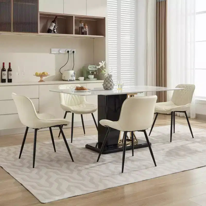 Lot de 2 chaises de salle à manger modernes du milieu du siècle, revêtement en similicuir, confortables pour cuisine et salle à manger