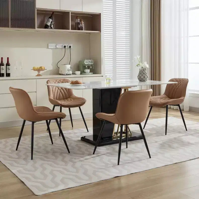 Lot de 2 chaises de salle à manger modernes du milieu du siècle, revêtement en similicuir, confortables pour cuisine et salle à manger