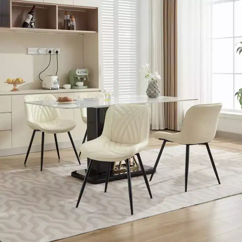 Lot de 2 chaises de salle à manger modernes du milieu du siècle, revêtement en similicuir, confortables pour cuisine et salle à manger
