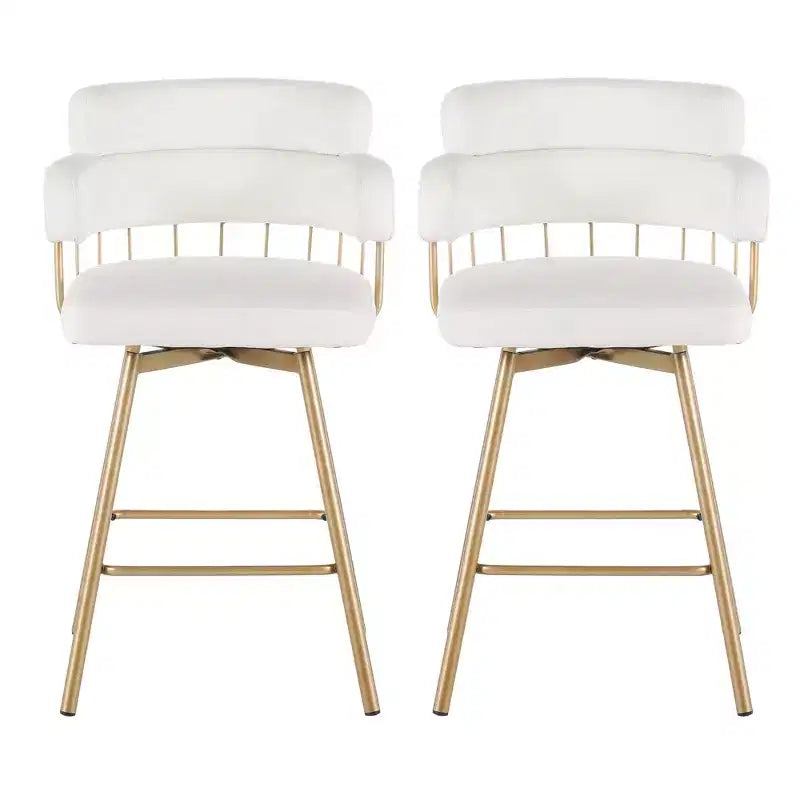 Tabourets de comptoir Candy Metal rembourrés pivotants à 180° avec retour automatique (lot de 2)