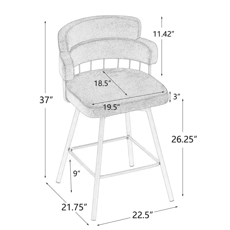 Tabourets de comptoir Candy Metal rembourrés pivotants à 180° avec retour automatique (lot de 2)