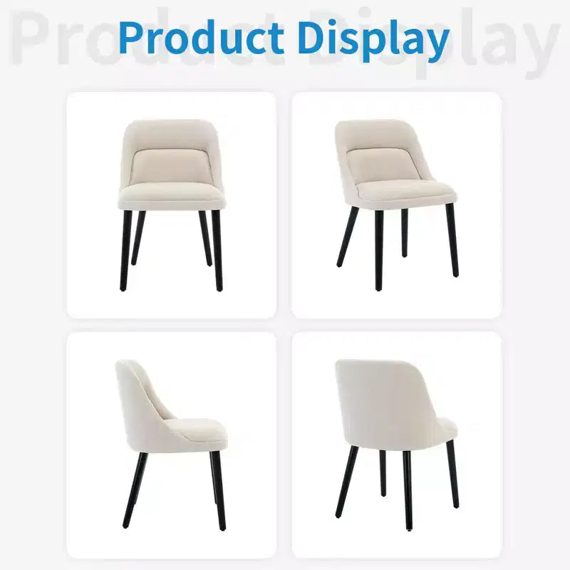 Chaises de salle à manger modernes du milieu du siècle, chaises d'appoint rembourrées en tissu, lot de 2, tissu haute performance en lin, beige