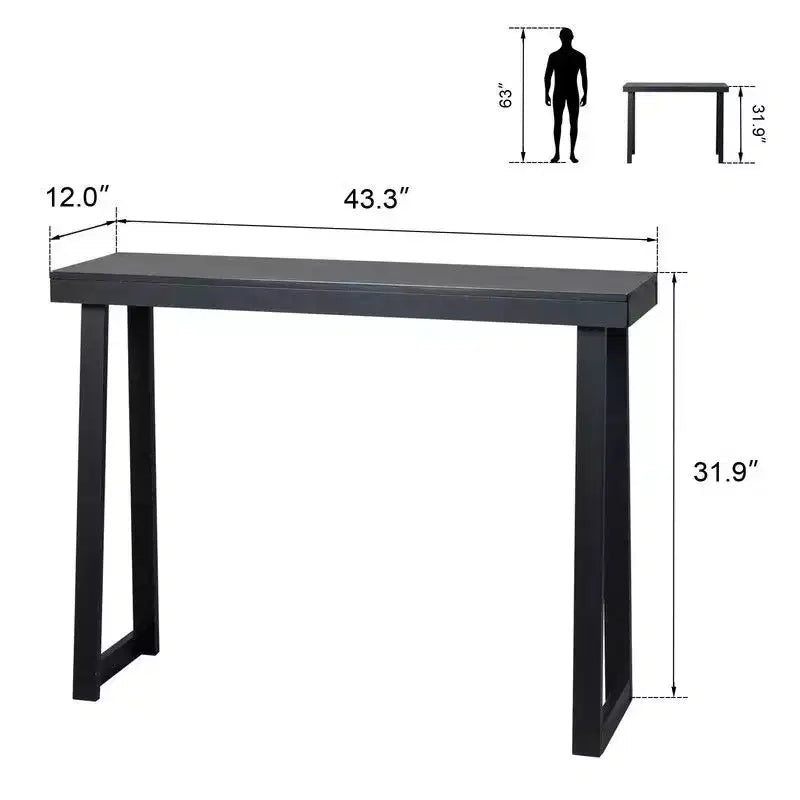 | 43,3 po Console Avec Pieds Trapézoïdaux, Cadre En Bois