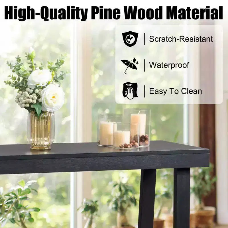 | 43,3 po Console Avec Pieds Trapézoïdaux, Cadre En Bois