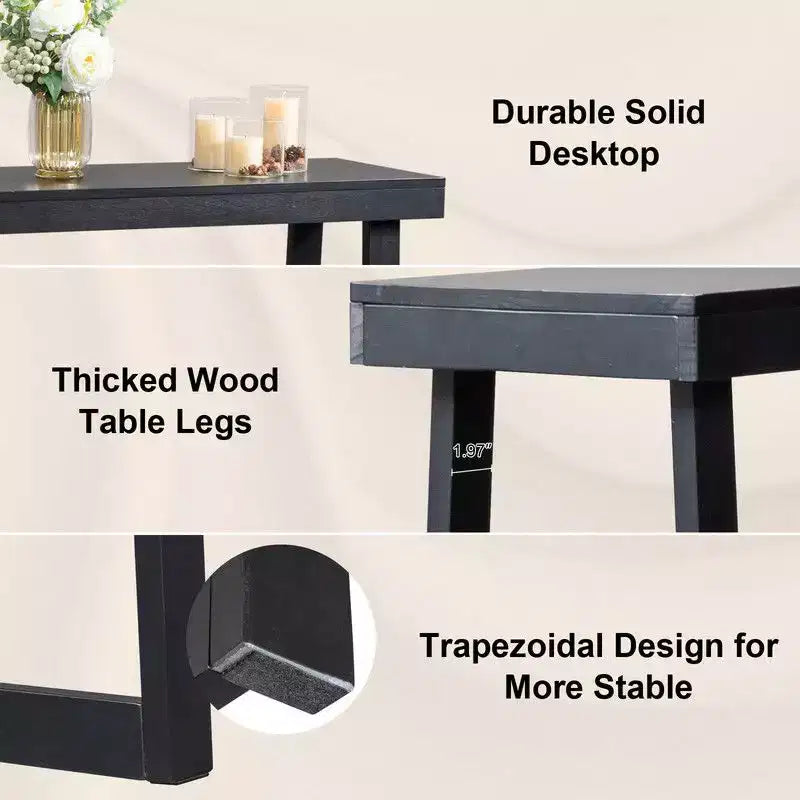 | 43,3 po Console Avec Pieds Trapézoïdaux, Cadre En Bois