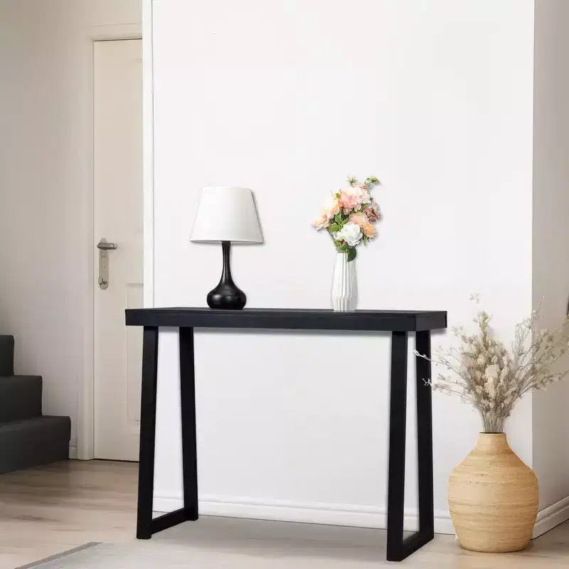 | 43,3 po Console Avec Pieds Trapézoïdaux, Cadre En Bois