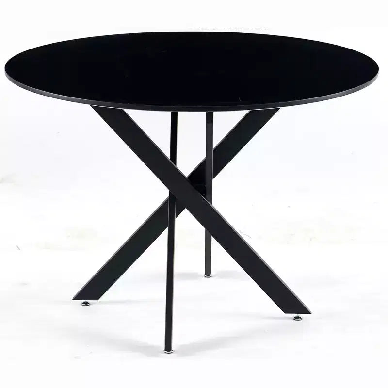 42,1 Table de Salle à Manger Ronde, Table Basse d'Appoint Mid-Century avec Pieds en Croix en Métal, Table de Cuisine pour 4-6 Personnes -