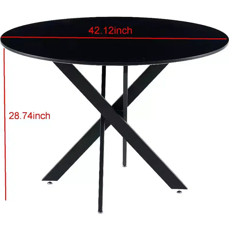 42,1 Table de Salle à Manger Ronde, Table Basse d'Appoint Mid-Century avec Pieds en Croix en Métal, Table de Cuisine pour 4-6 Personnes -
