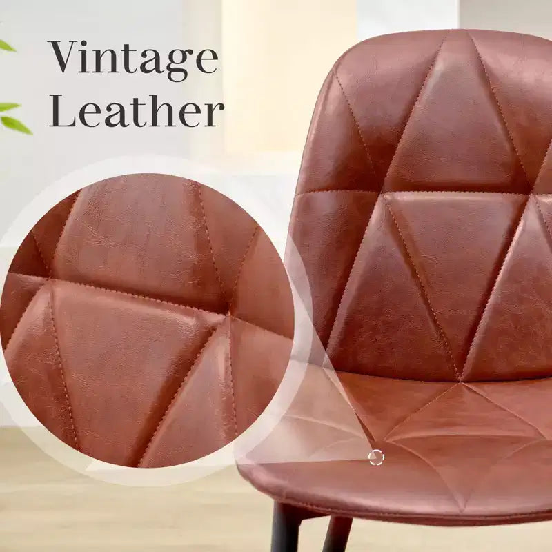 Lot de 2 chaises de salle à manger modernes en cuir vintage rembourré avec pieds en métal et dossier haut, pour cuisine et salle à manger