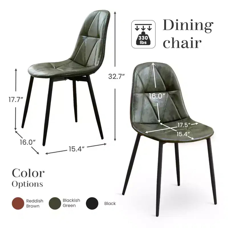 Lot de 2 chaises de salle à manger modernes en cuir vintage rembourré avec pieds en métal et dossier haut, pour cuisine et salle à manger
