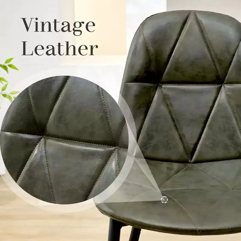 Lot de 2 chaises de salle à manger modernes en cuir vintage rembourré avec pieds en métal et dossier haut, pour cuisine et salle à manger