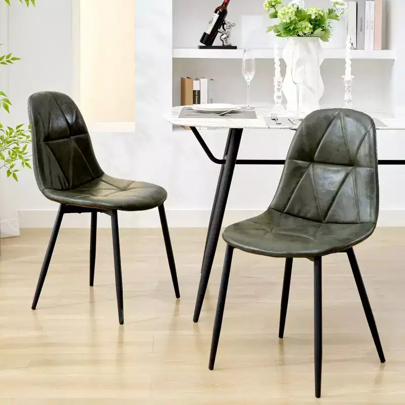 Lot de 2 chaises de salle à manger modernes en cuir vintage rembourré avec pieds en métal et dossier haut, pour cuisine et salle à manger