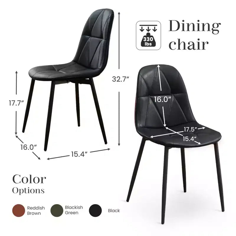Lot de 2 chaises de salle à manger modernes en cuir vintage rembourré avec pieds en métal et dossier haut, pour cuisine et salle à manger