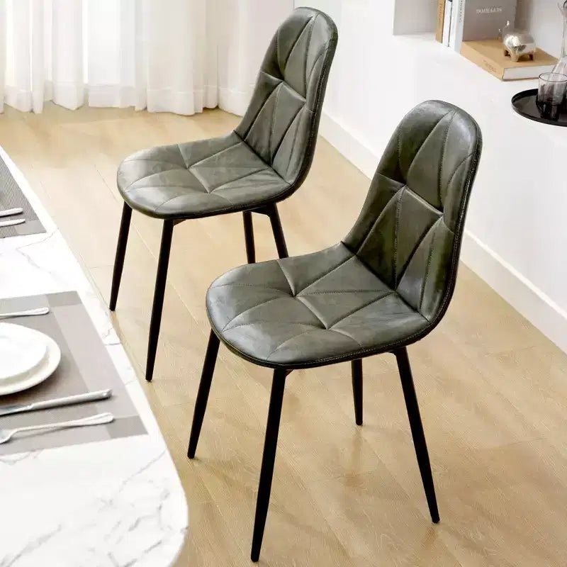 Lot de 2 chaises de salle à manger modernes en cuir vintage rembourré avec pieds en métal et dossier haut, pour cuisine et salle à manger