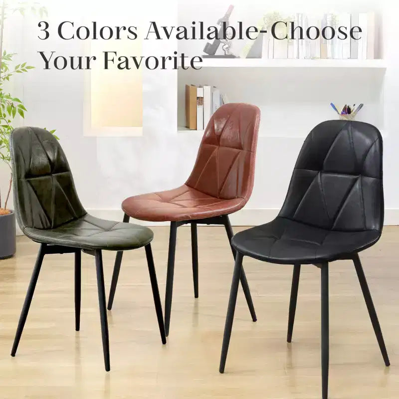 Lot de 2 chaises de salle à manger modernes en cuir vintage rembourré avec pieds en métal et dossier haut, pour cuisine et salle à manger