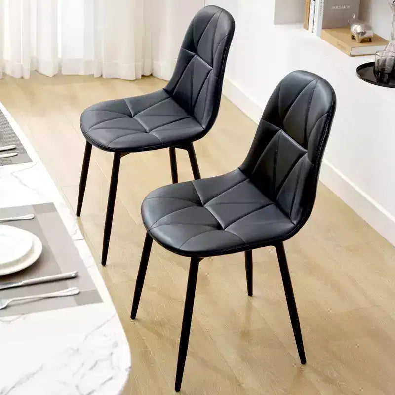 Lot de 2 chaises de salle à manger modernes en cuir vintage rembourré avec pieds en métal et dossier haut, pour cuisine et salle à manger