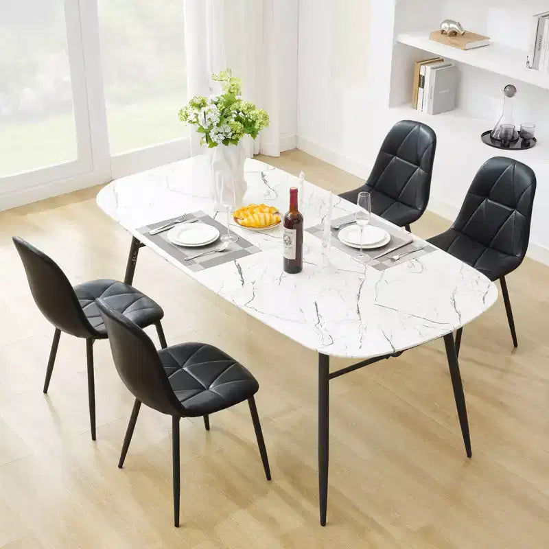 Lot de 2 chaises de salle à manger modernes en cuir vintage rembourré avec pieds en métal et dossier haut, pour cuisine et salle à manger