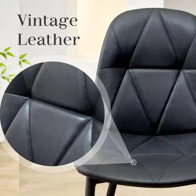 Lot de 2 chaises de salle à manger modernes en cuir vintage rembourré avec pieds en métal et dossier haut, pour cuisine et salle à manger