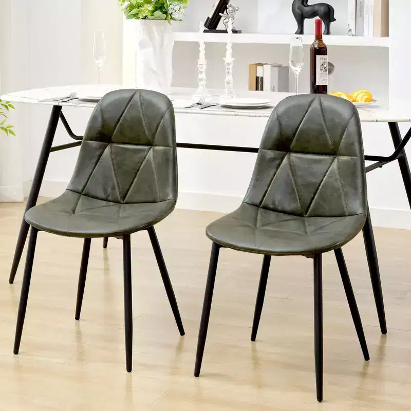 Lot de 2 chaises de salle à manger modernes en cuir vintage rembourré avec pieds en métal et dossier haut, pour cuisine et salle à manger