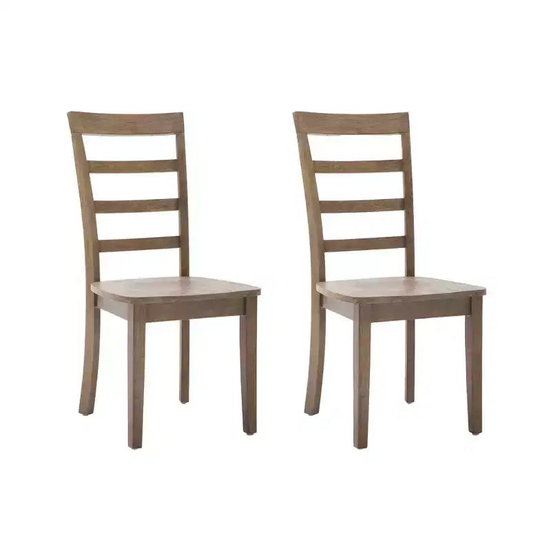 Lot de 2 chaises de salle à manger Boulder Barnwood Wire Brush -: Bois d'hévéa, style ferme, capacité de 136 kg