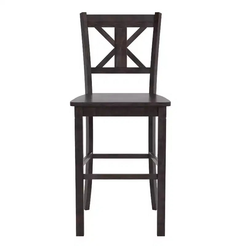 Tabouret de bar Gwendolyn de 2, en bois massif de qualité commerciale, style ferme moderne, hauteur comptoir