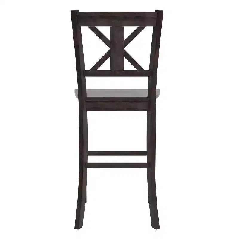 Tabouret de bar Gwendolyn de 2, en bois massif de qualité commerciale, style ferme moderne, hauteur comptoir